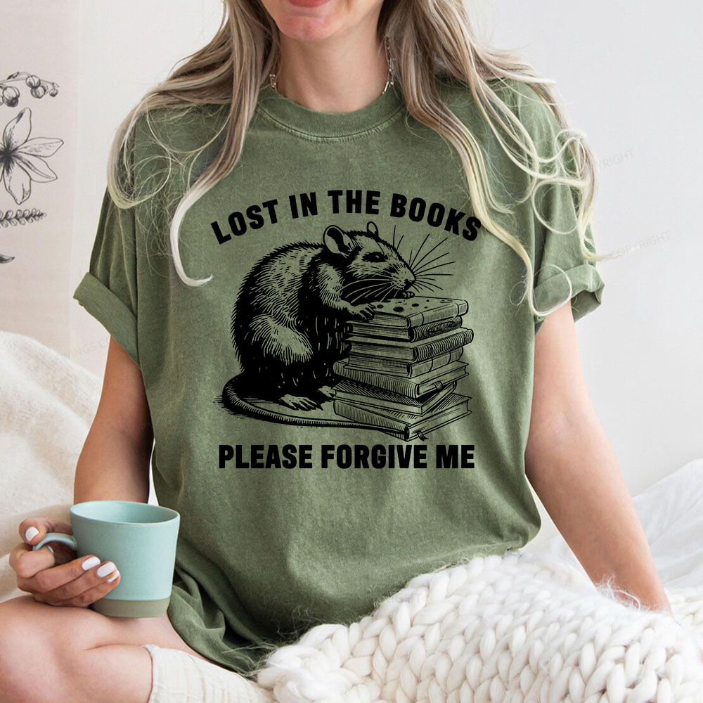 Pagewings Lost In The Books Please Forgive Me Unisex Washed T-shirt