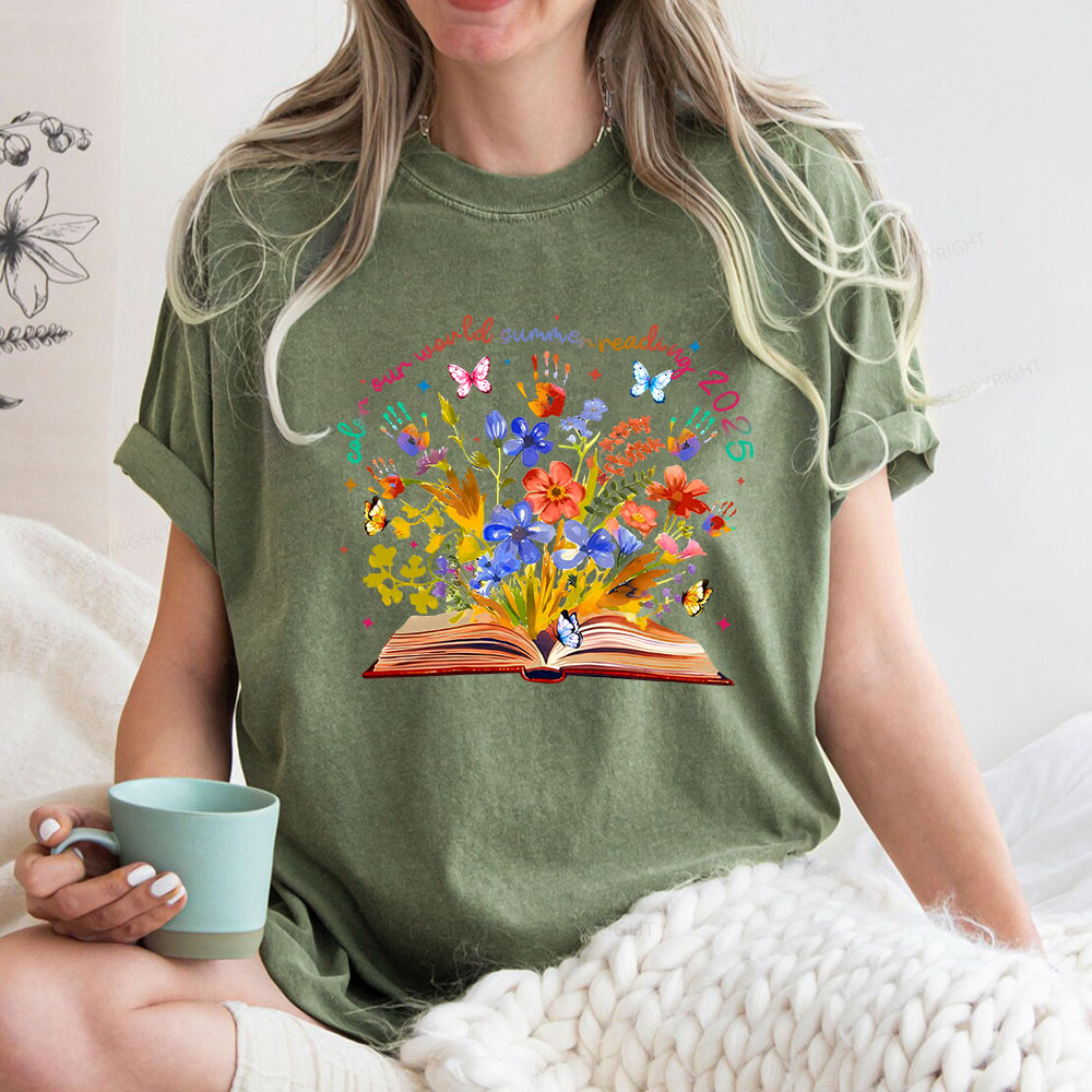 Pagewings Color Our World Summer Reading 2025 Unisex Washed T-shirt