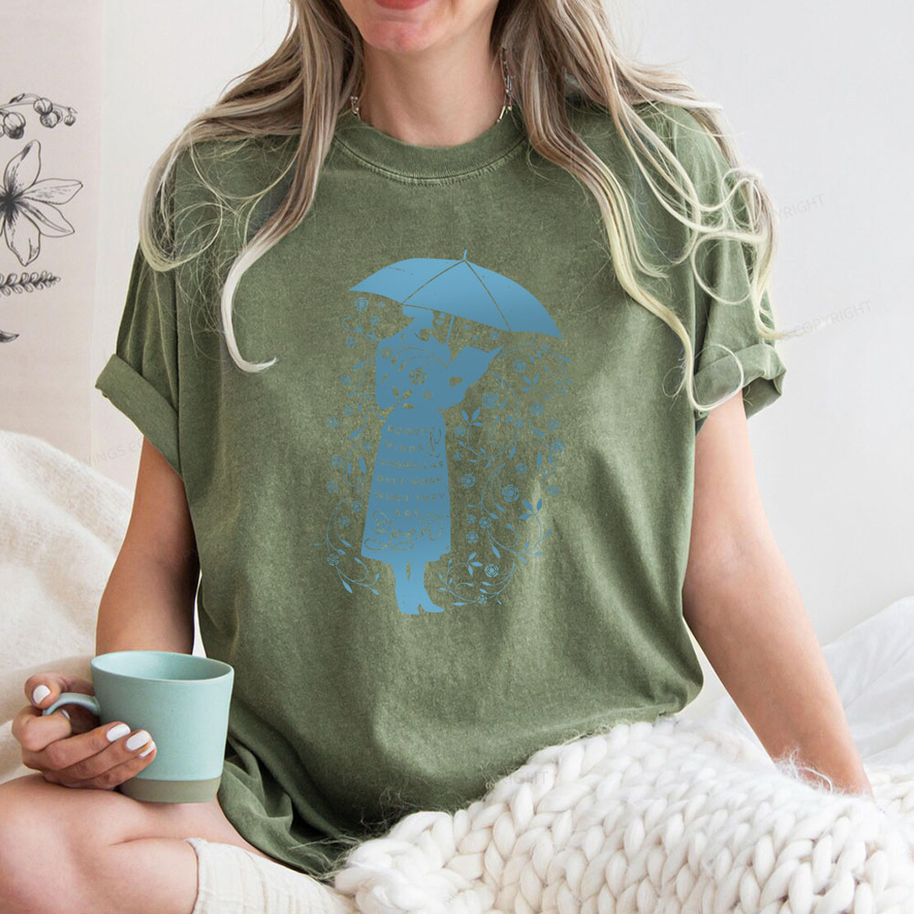 Pagewings Books Minds Umbrellas Only Work When They Are Open Unisex Washed T-shirt
