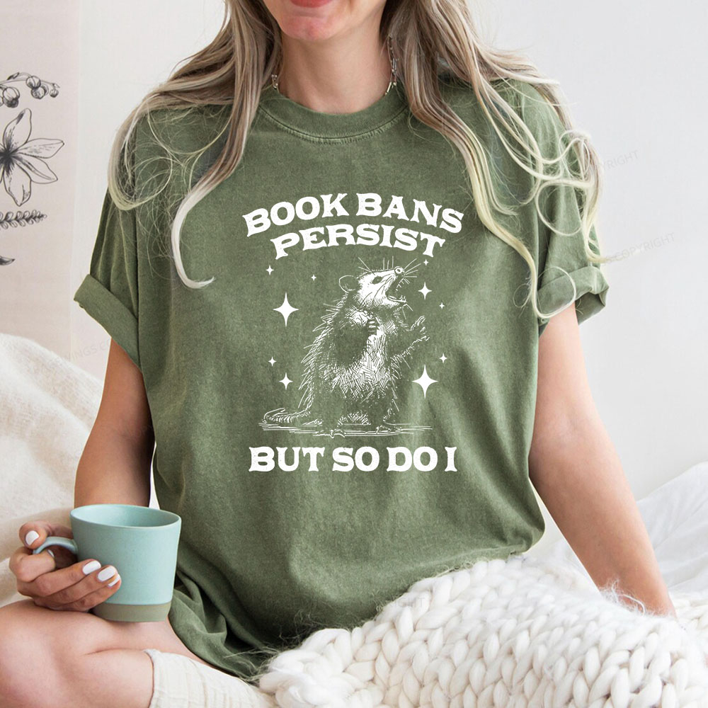 Pagewings Book Bans Persist But So Do I Unisex Washed T-shirt