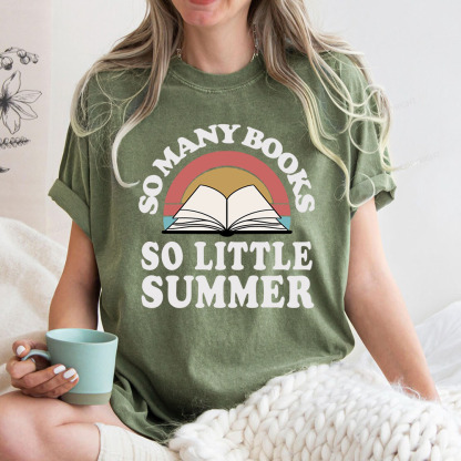Pagewings So Many Books So Little Summer Unisex Washed T-shirt