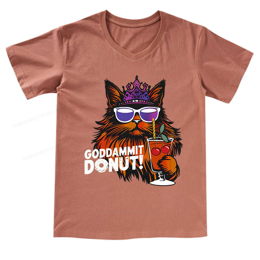 Pagewings Goddammit Donut V-neck T-shirt
