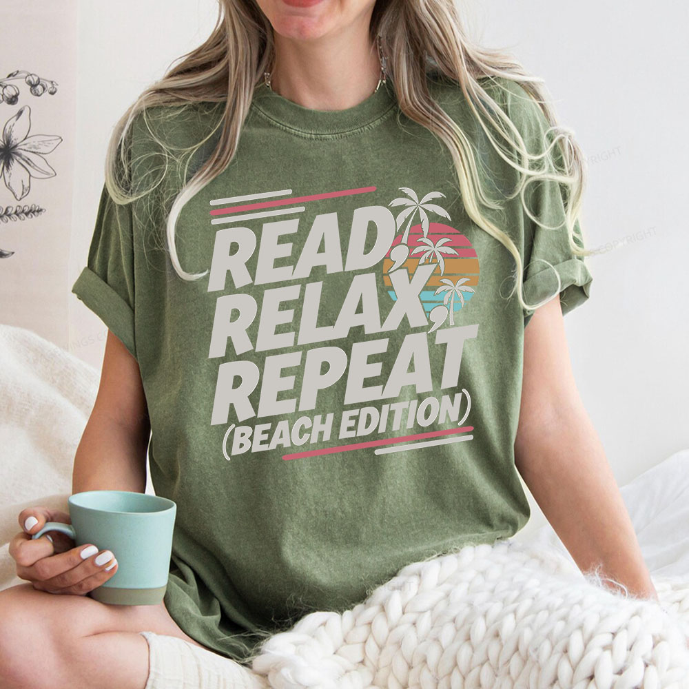 Pagewings Read Relax Repeat Unisex Washed T-shirt