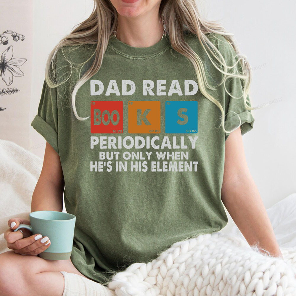 Pagewings Dad Reads Books Periodically Unisex Washed T-shirt