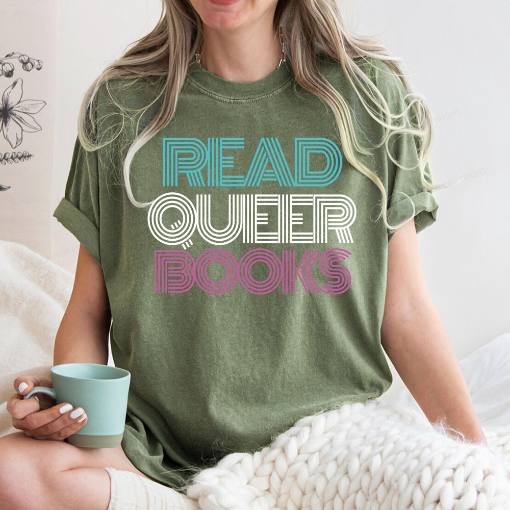 Pagewings Read Queer Books Unisex Washed T-shirt