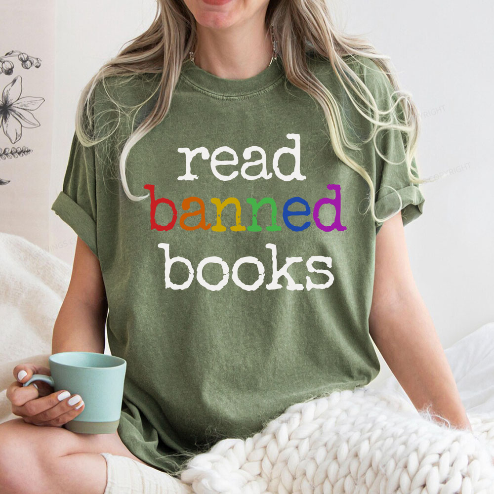 Pagewings Read Banned Books Unisex Washed T-shirt