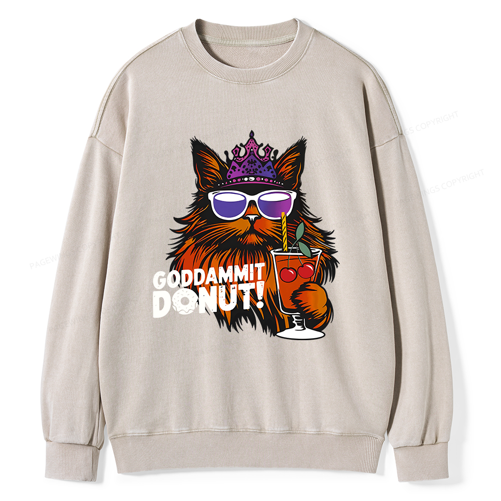 Pagewings Goddammit Donut Unisex Washed Sweatshirt