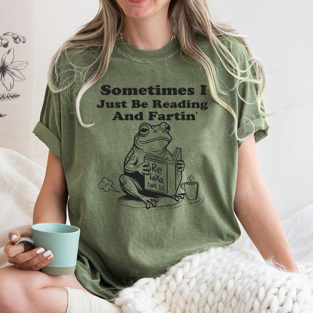 Pagewings Sometimes I Just Be Reading and Fartin Unisex Washed T-shirt