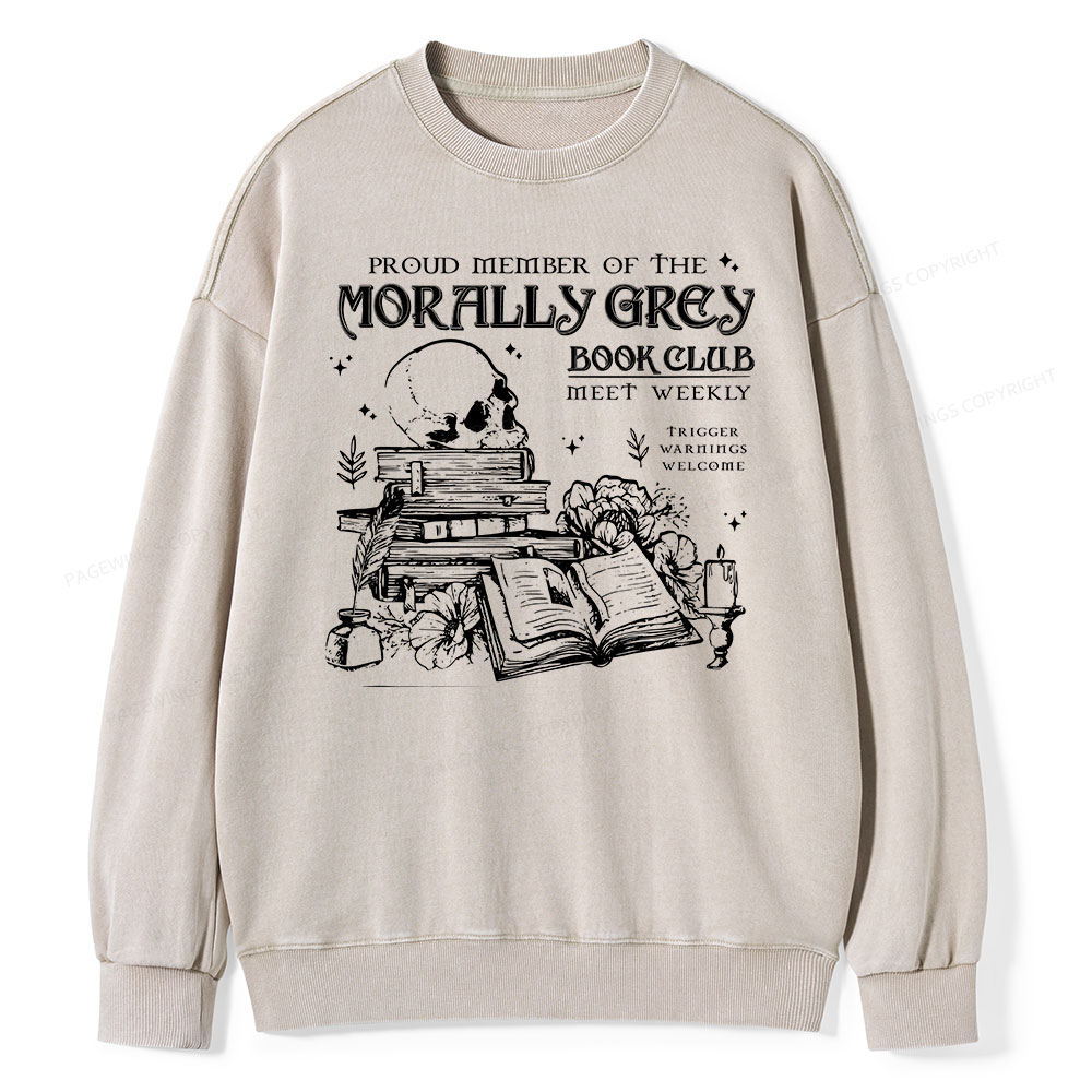 Pagewing  Morally Grey Book Club Hoodie Unisex Washed Sweatshirt