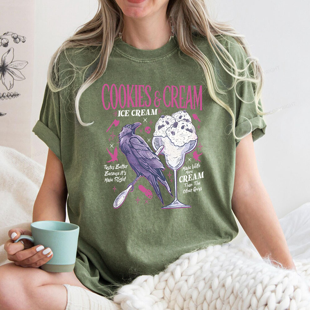 Pagewings Cookies Cream Ice Cream Unisex Washed T-shirt