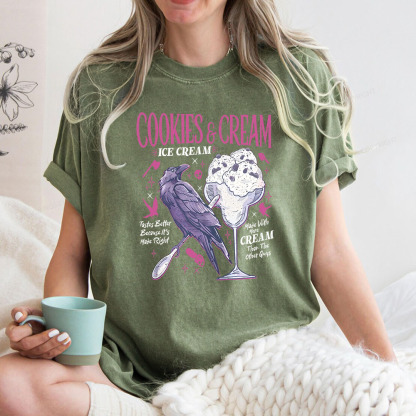 Pagewings Cookies Cream Ice Cream Unisex Washed T-shirt