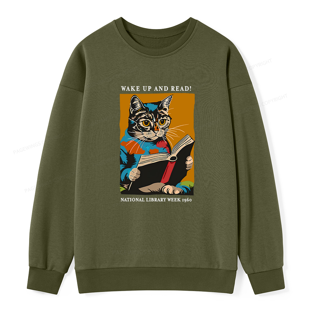Pagewings Cat Reading Poster Unisex Classic Sweatshirt