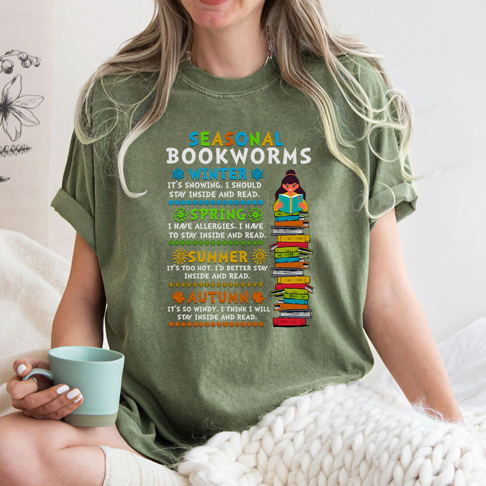 Pagewings Seasonal BookWorms Unisex Washed T-shirt