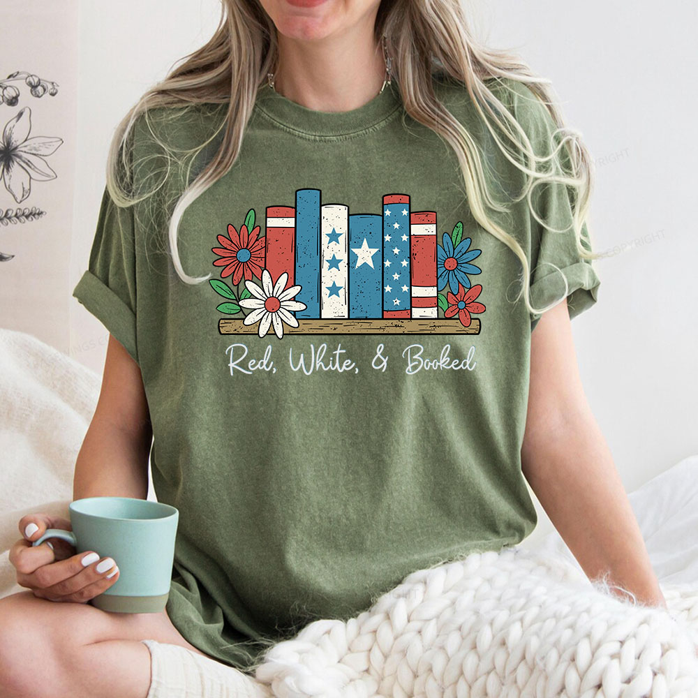 Pagewings Book Lover Independence Day Unisex Washed T-shirt