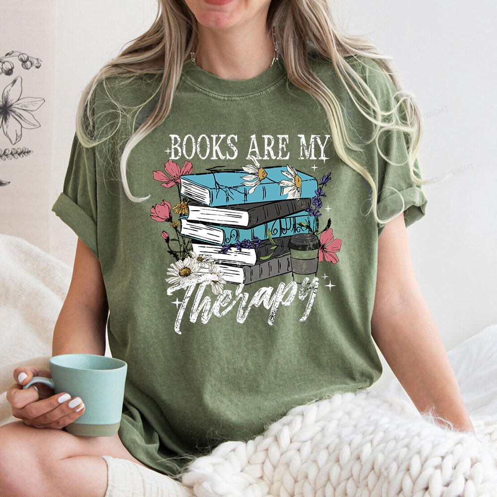 Pagewings Book Are My Therapy Unisex Washed T-shirt