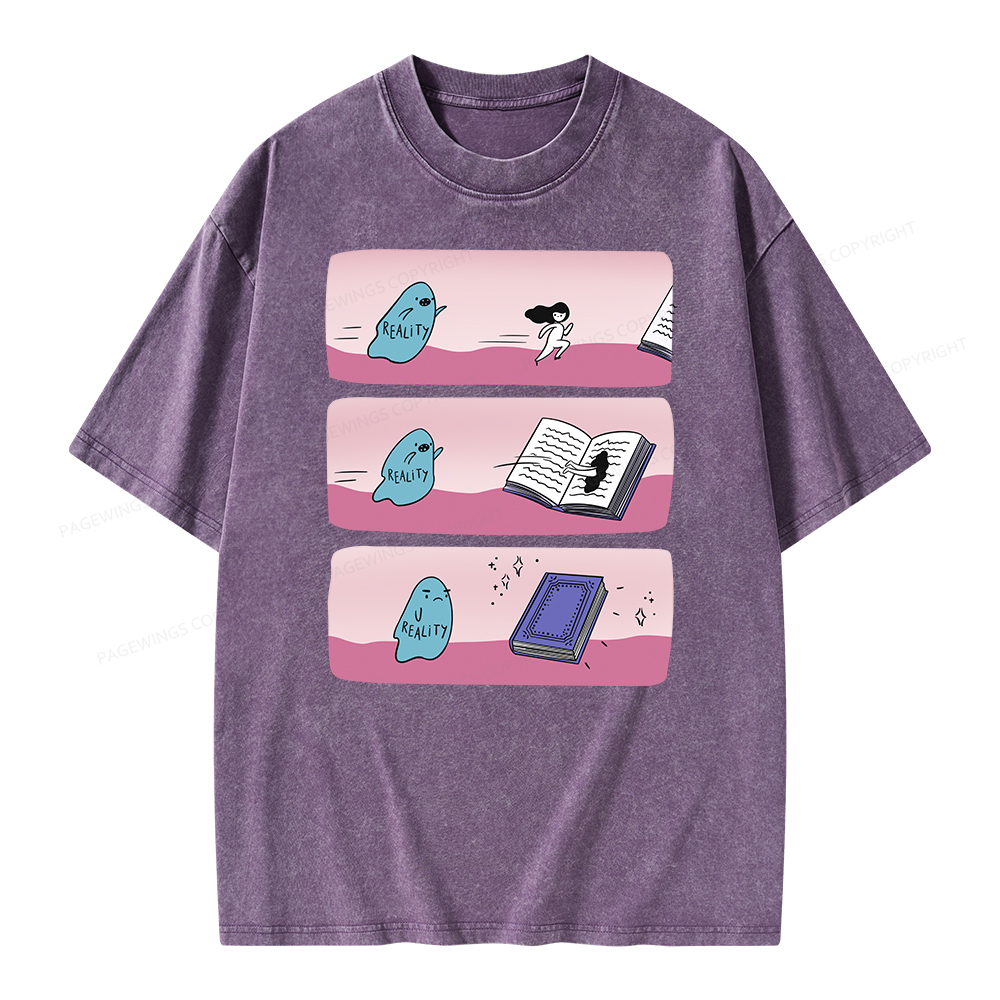 Pagewing Books vs Reality Unisex Washed T-shirt