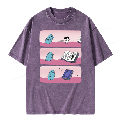 Pagewing Books vs Reality Unisex Washed T-shirt