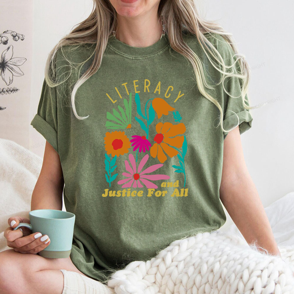 Pagewings Literacy And Justice Unisex Washed T-shirt