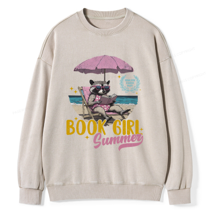 Pagewings Book Girl Summer Unisex Washed Sweatshirt