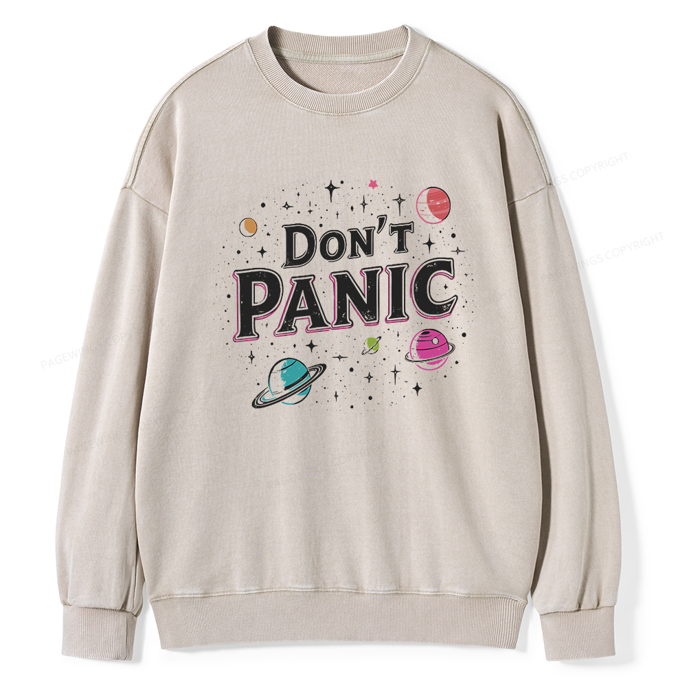 Pagewings Don't Panic Unisex Washed Sweatshirt