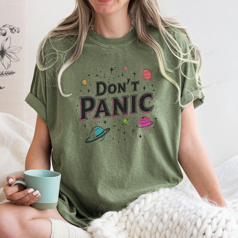 Pagewings Don't Panic Unisex Washed T-shirt
