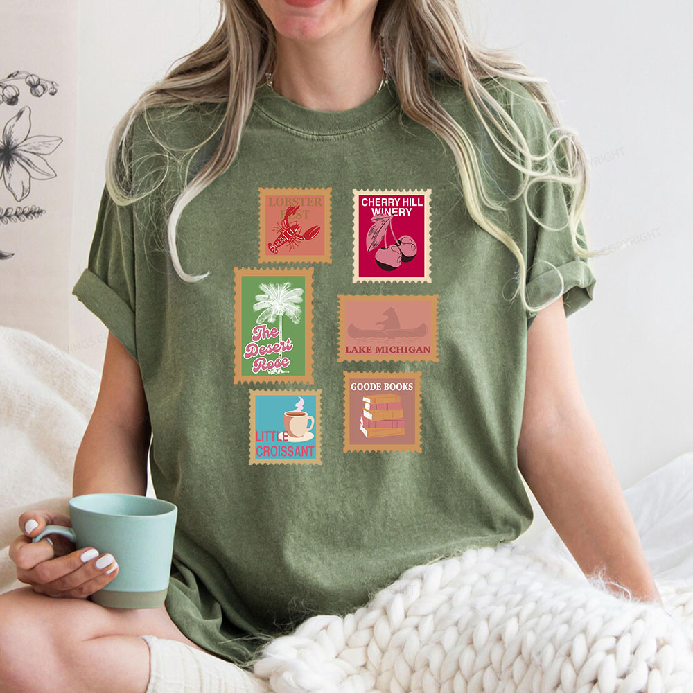 Pagewings Literary Settings Unisex Washed T-shirt