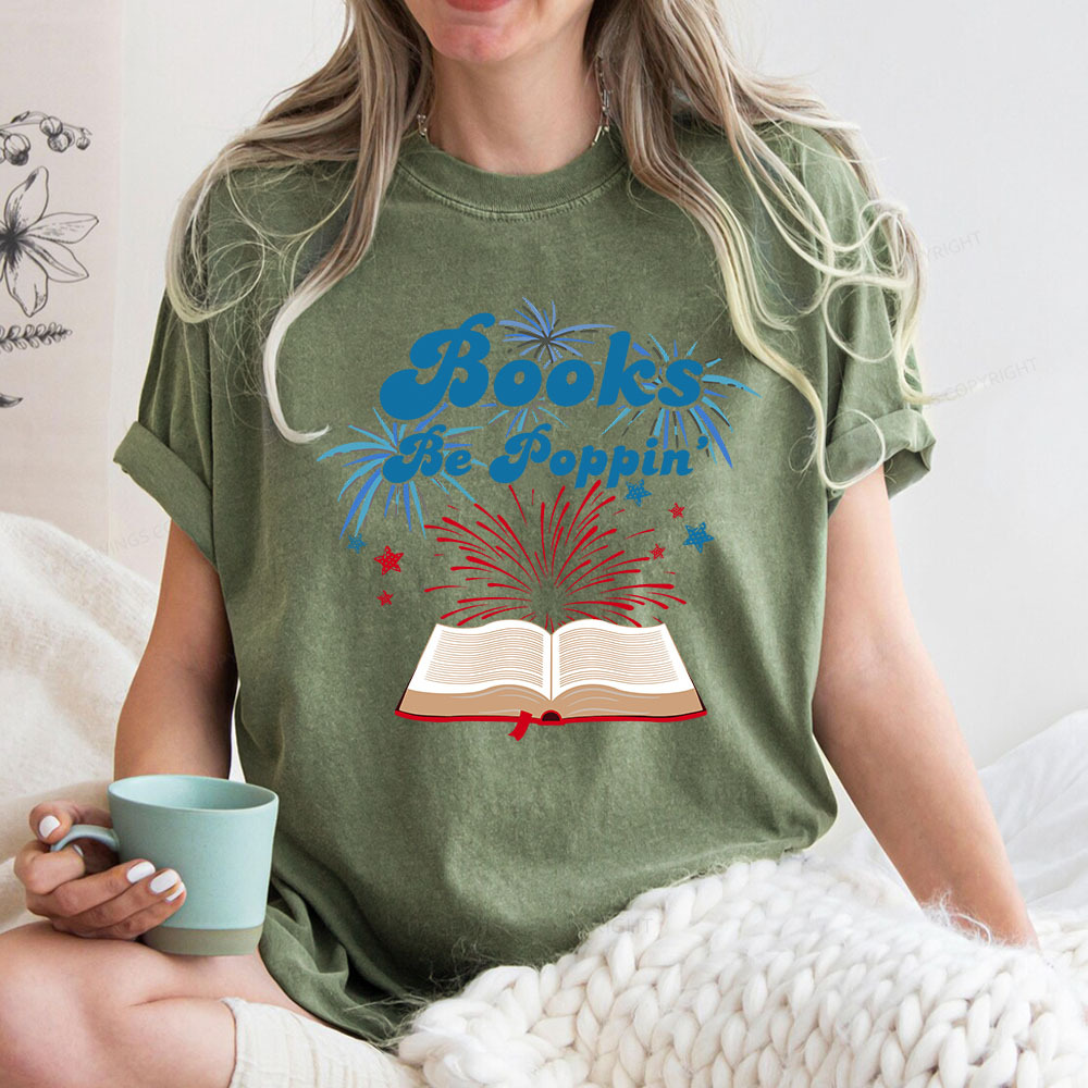 Pagewings Books Be Poppin Unisex Washed T-shirt