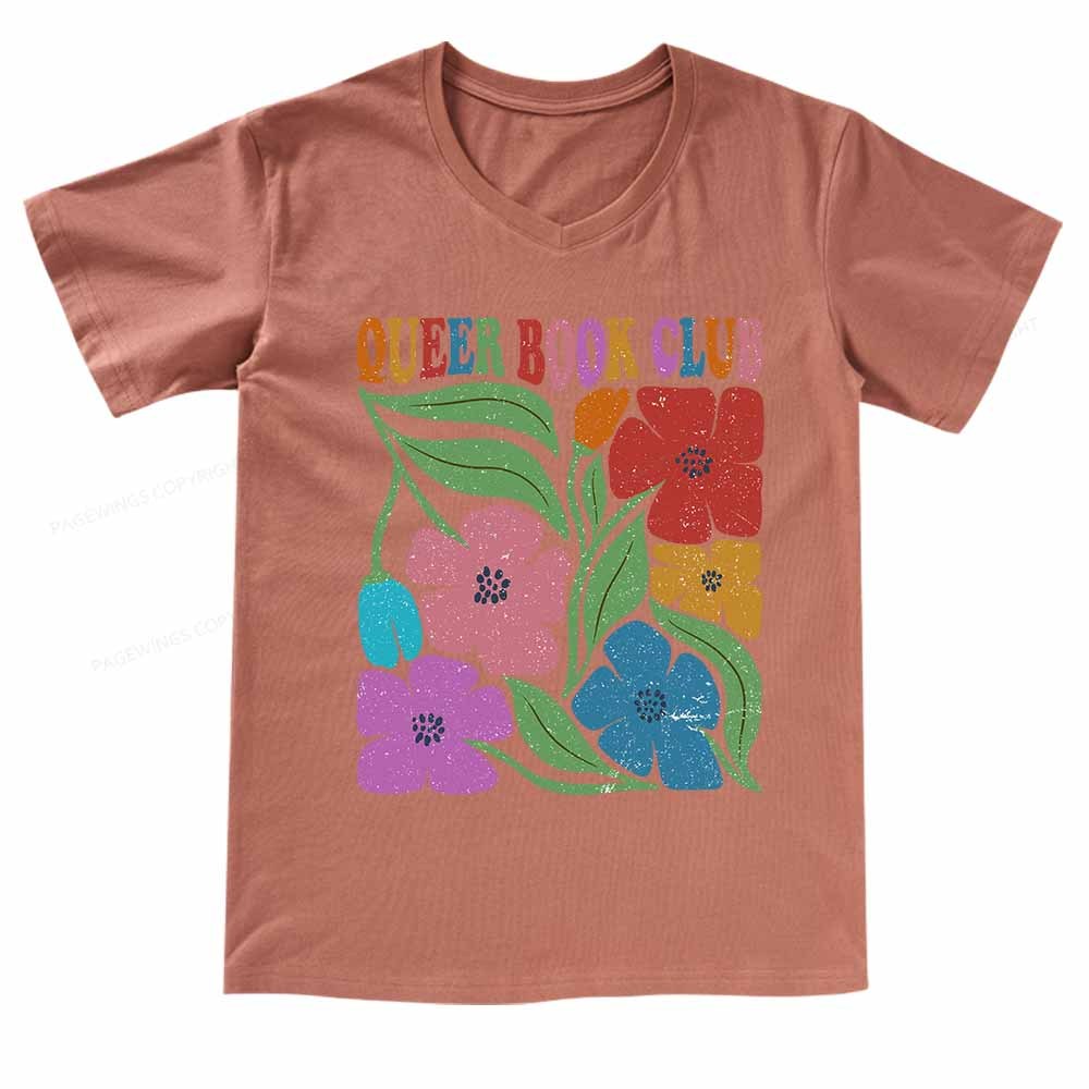 Pagewings Queer Book Club V-neck T-shirt