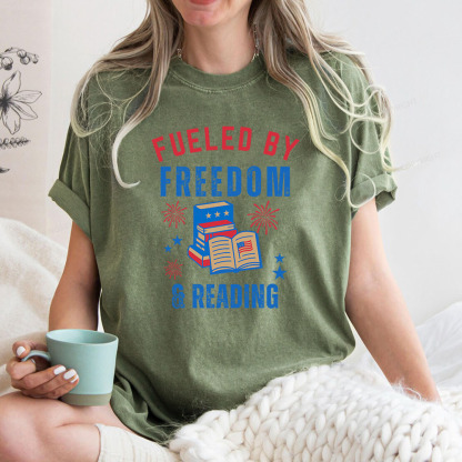 Pagewings Fueled Freedom Reading Unisex Washed T-shirt