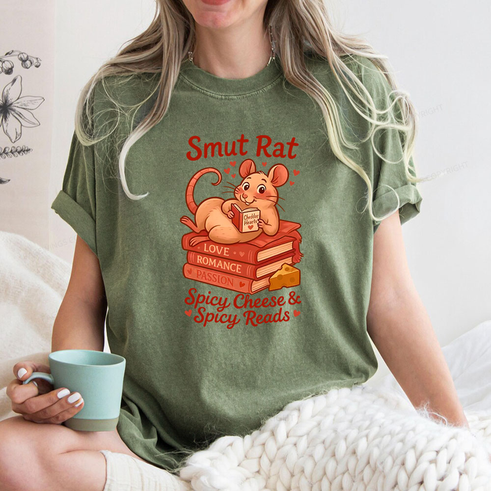 Pagewings Smut Rat Spicy Cheese Spicy Reads Unisex Washed T-shirt