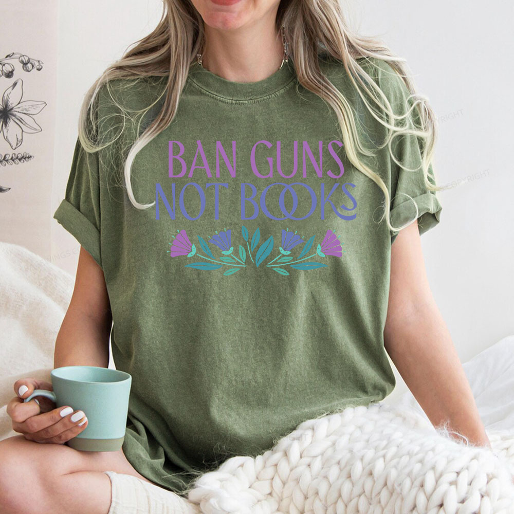 Pagewings Ban Guns Not Books Unisex Washed T-shirt