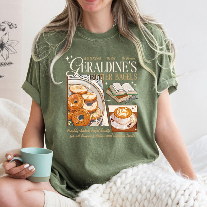 Pagewings Geraldines Buttery Bagels Unisex Washed T-shirt