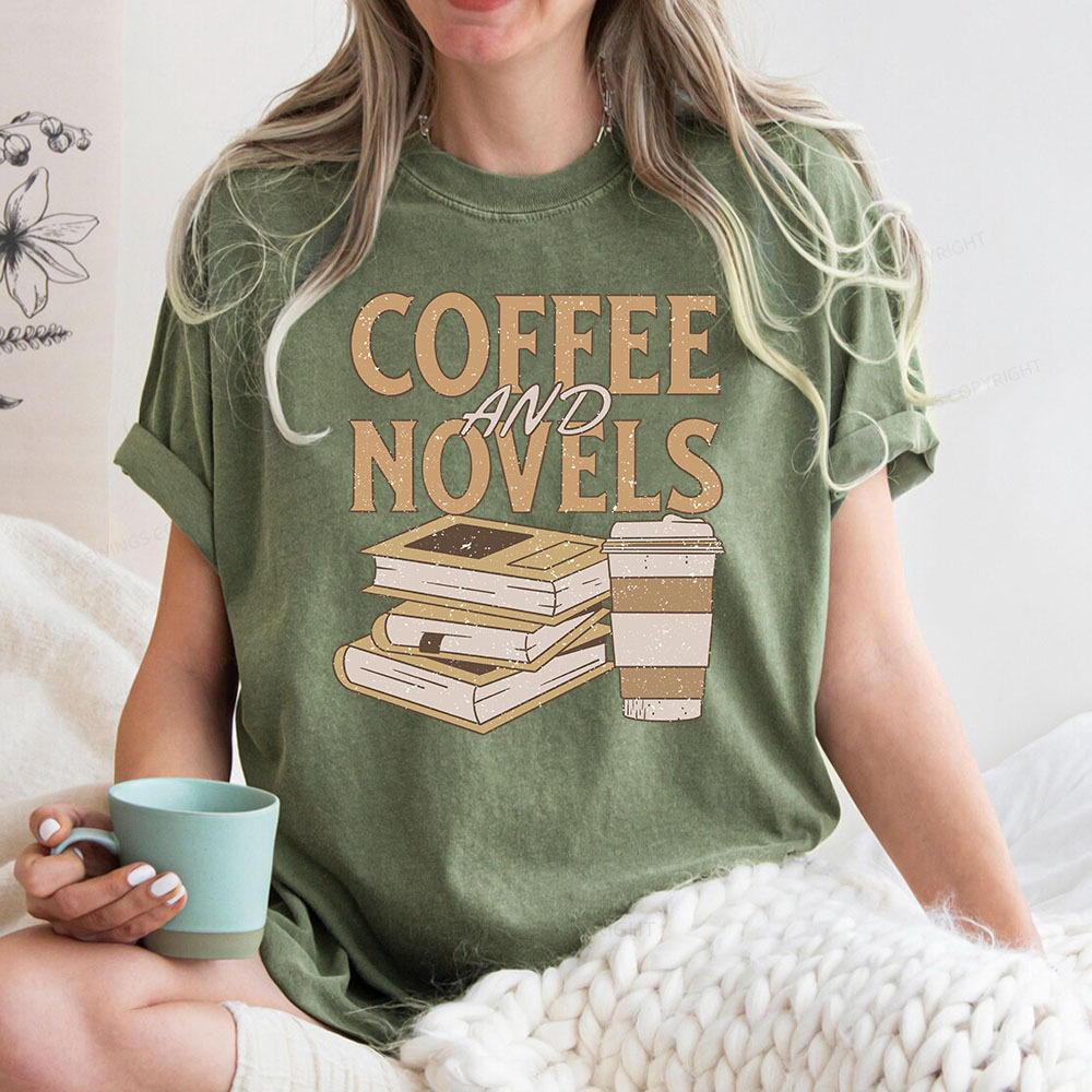 Pagewings Coffee And Novel Unisex Washed T-shirt