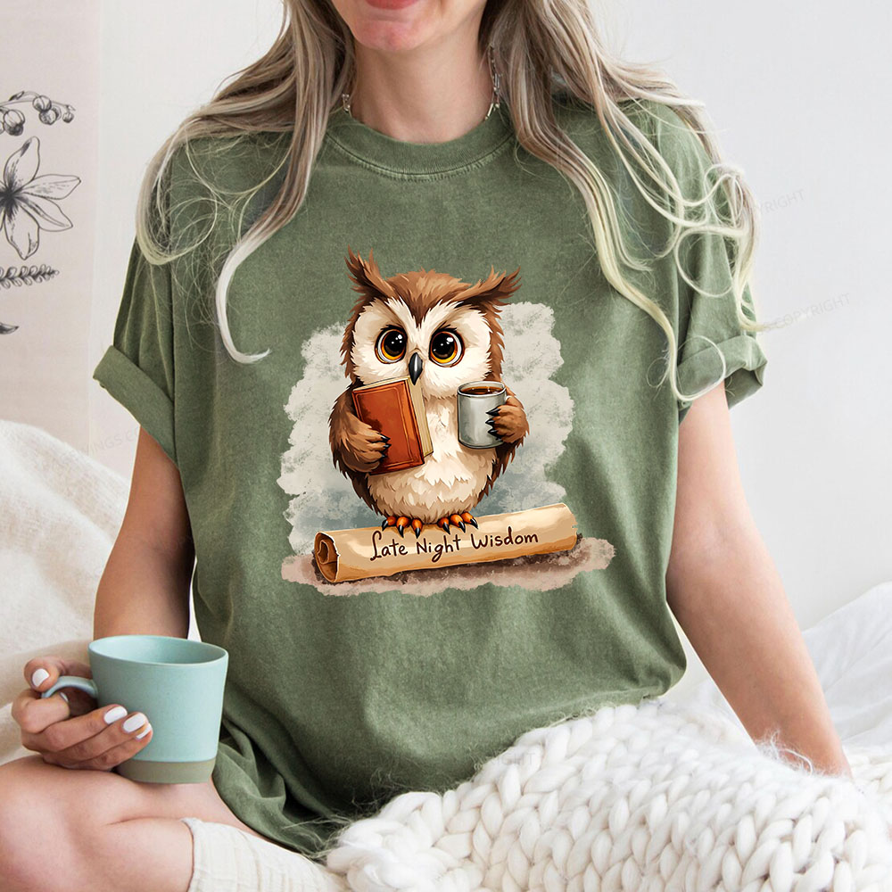 Pagewings Late Night Wisdom Unisex Washed T-shirt