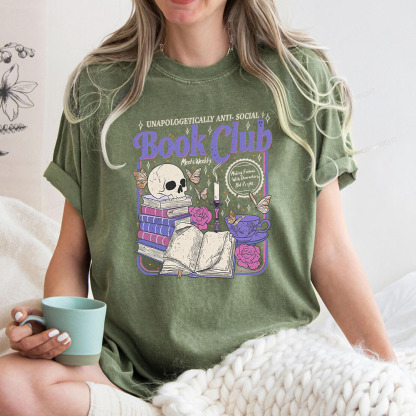Pagewings Anti Social Book Club Unisex Washed T-shirt