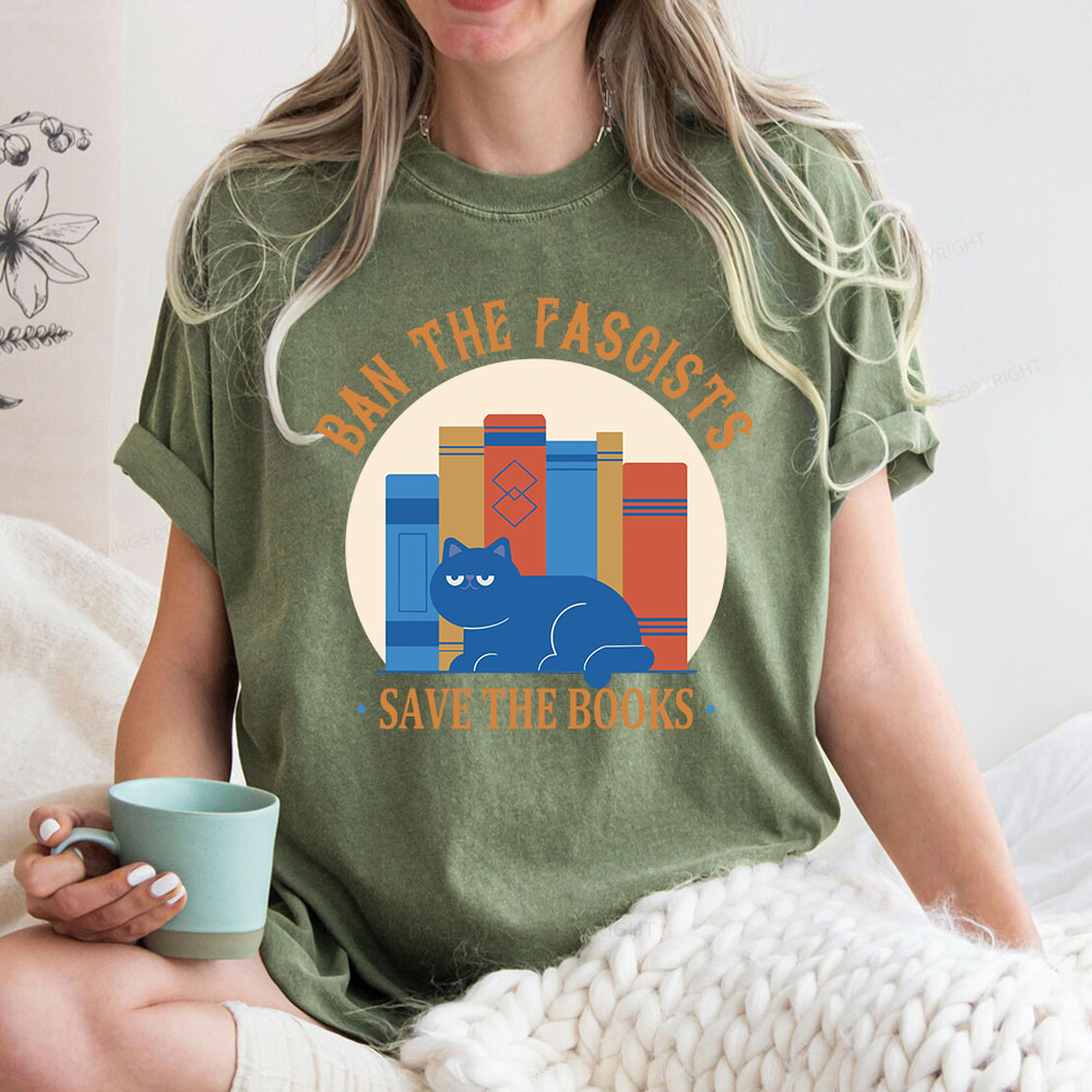 Pagewings Ban The Fascists Save The Books Unisex Washed T-shirt
