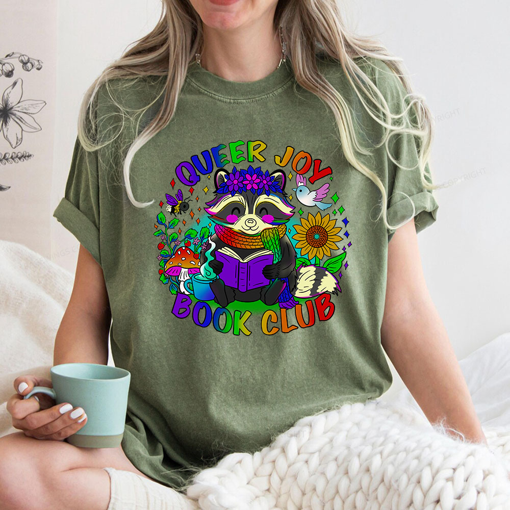 Pagewings Queer Joy Book Club Unisex Washed T-shirt