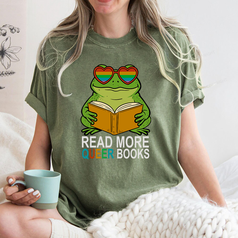 Pagewings Read More Queer Books Unisex Washed T-shirt