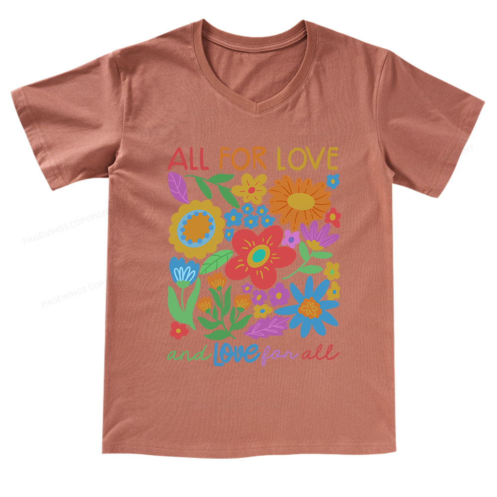 Pagewings All For Love  V-neck T-shirt