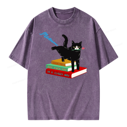 Pagewing A handsome cat standing on a book Unisex Washed T-shirt