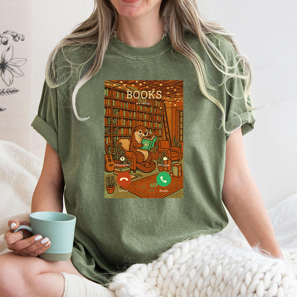 Pagewings Books Are Calling... Unisex Washed T-shirt