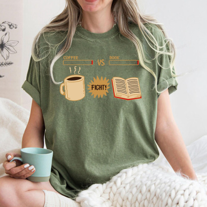 Pagewings Coffee Vs Book Unisex Washed T-shirt