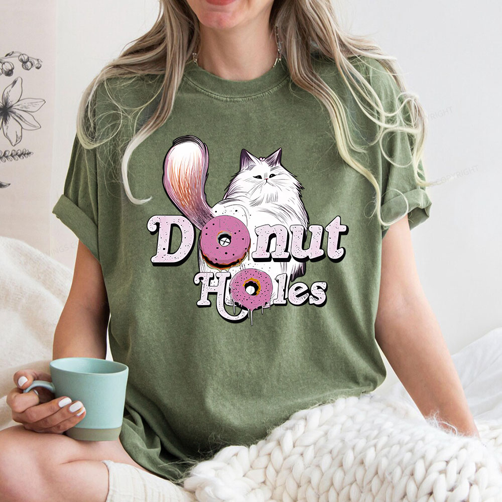 Pagewings Donut Cat Bookish Unisex Washed T-shirt