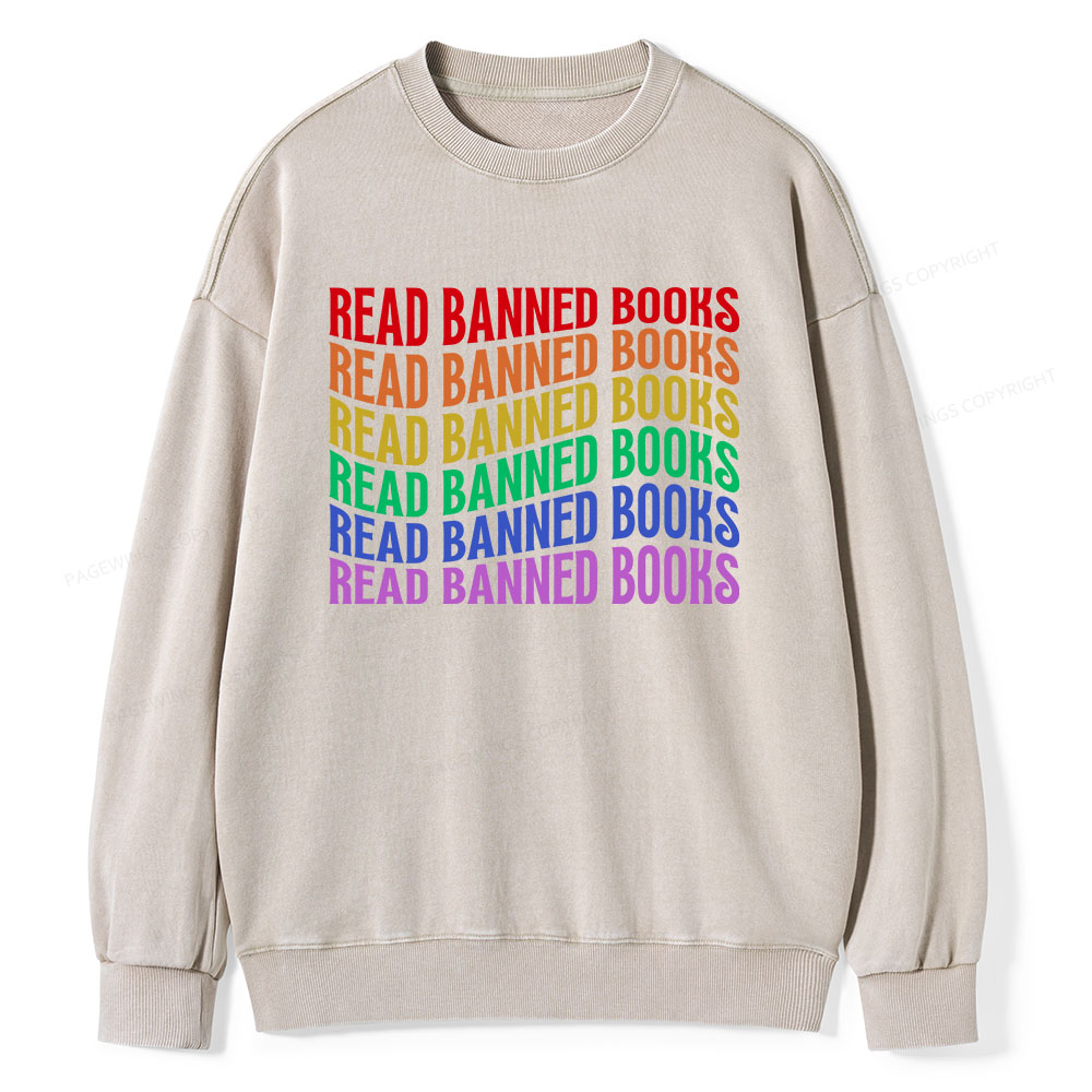 Pagewings Read Banned Books Unisex Washed Sweatshirt