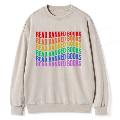Pagewings Read Banned Books Unisex Washed Sweatshirt