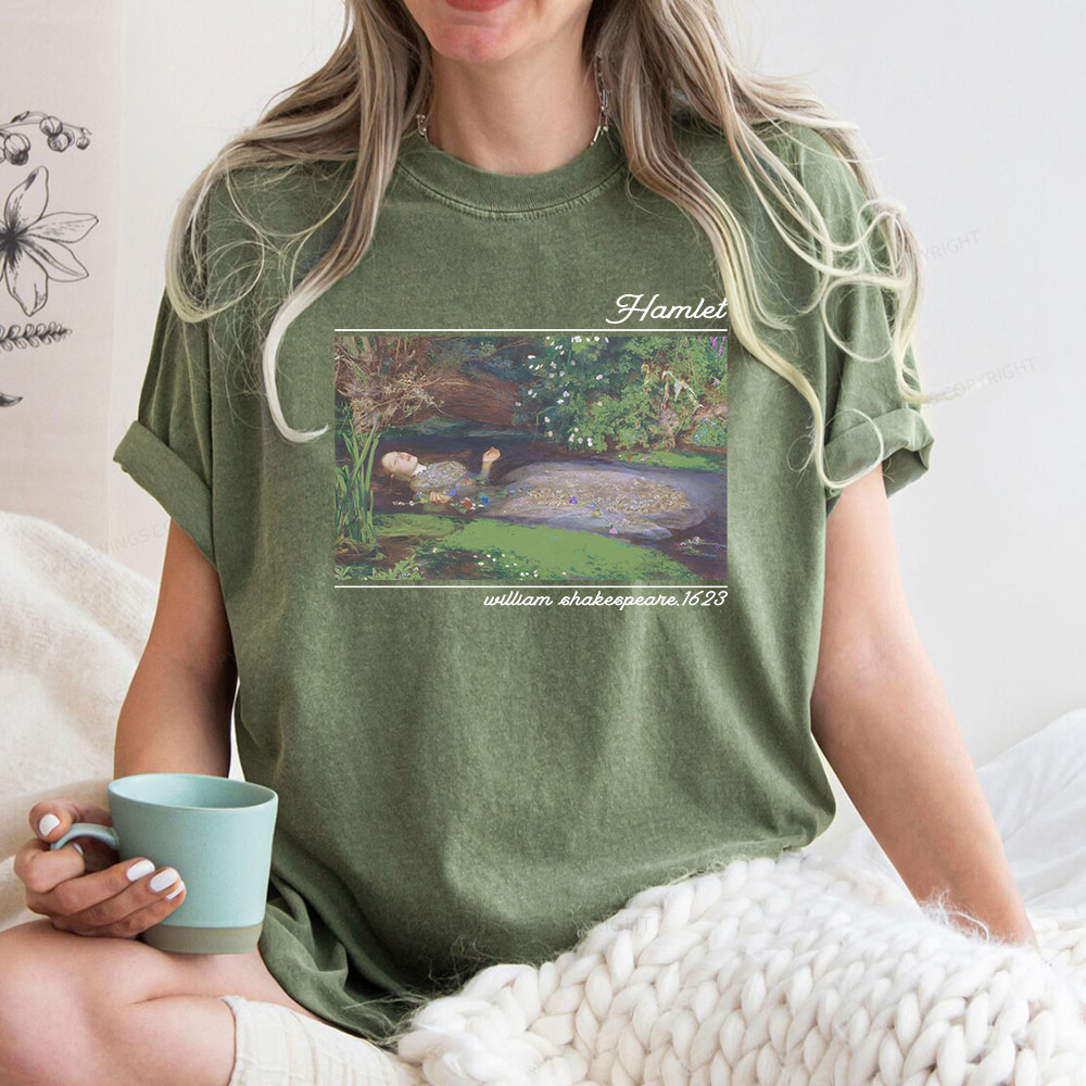 Pagewings Hamlet Ophelia Shakespeare Unisex Washed T-shirt
