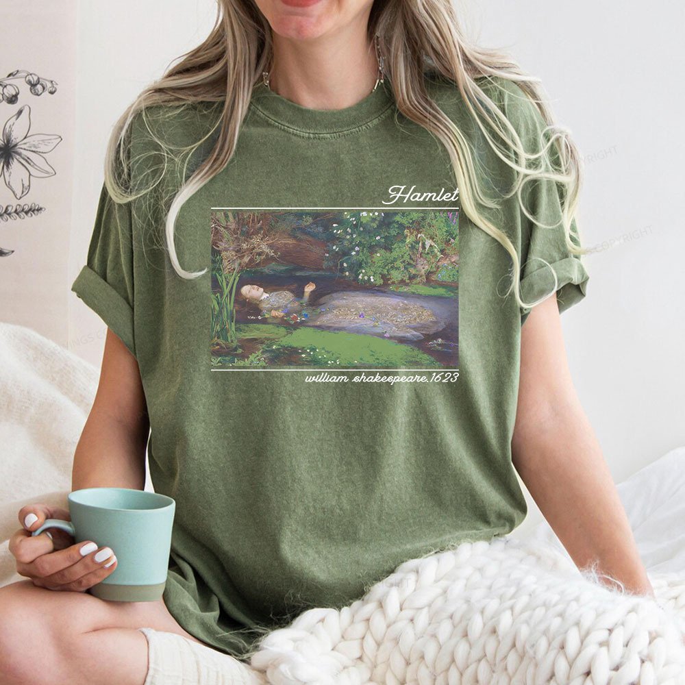 Pagewings Hamlet Ophelia Shakespeare Unisex Washed T-shirt