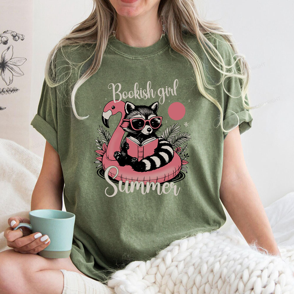 Pagewings Feral Bookish Girl Summer Unisex Washed T-shirt