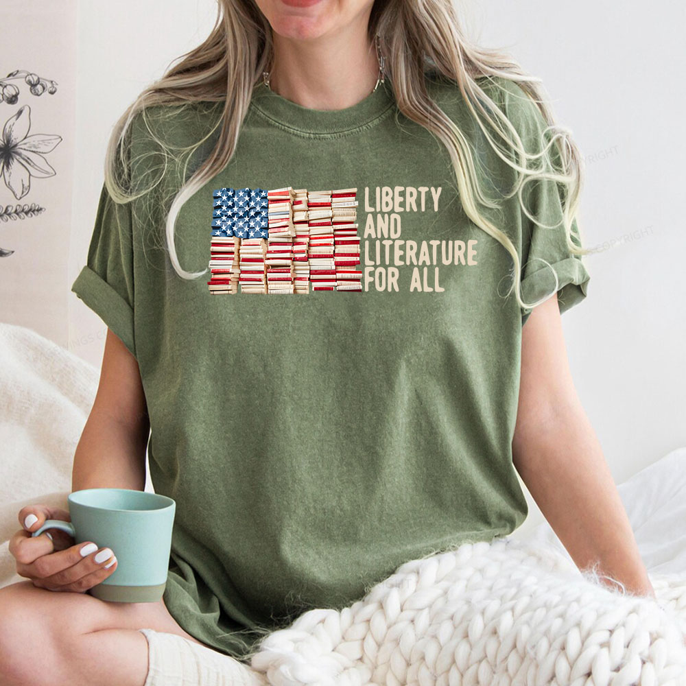 Pagewings Liberty And Literature For All Unisex Washed T-shirt