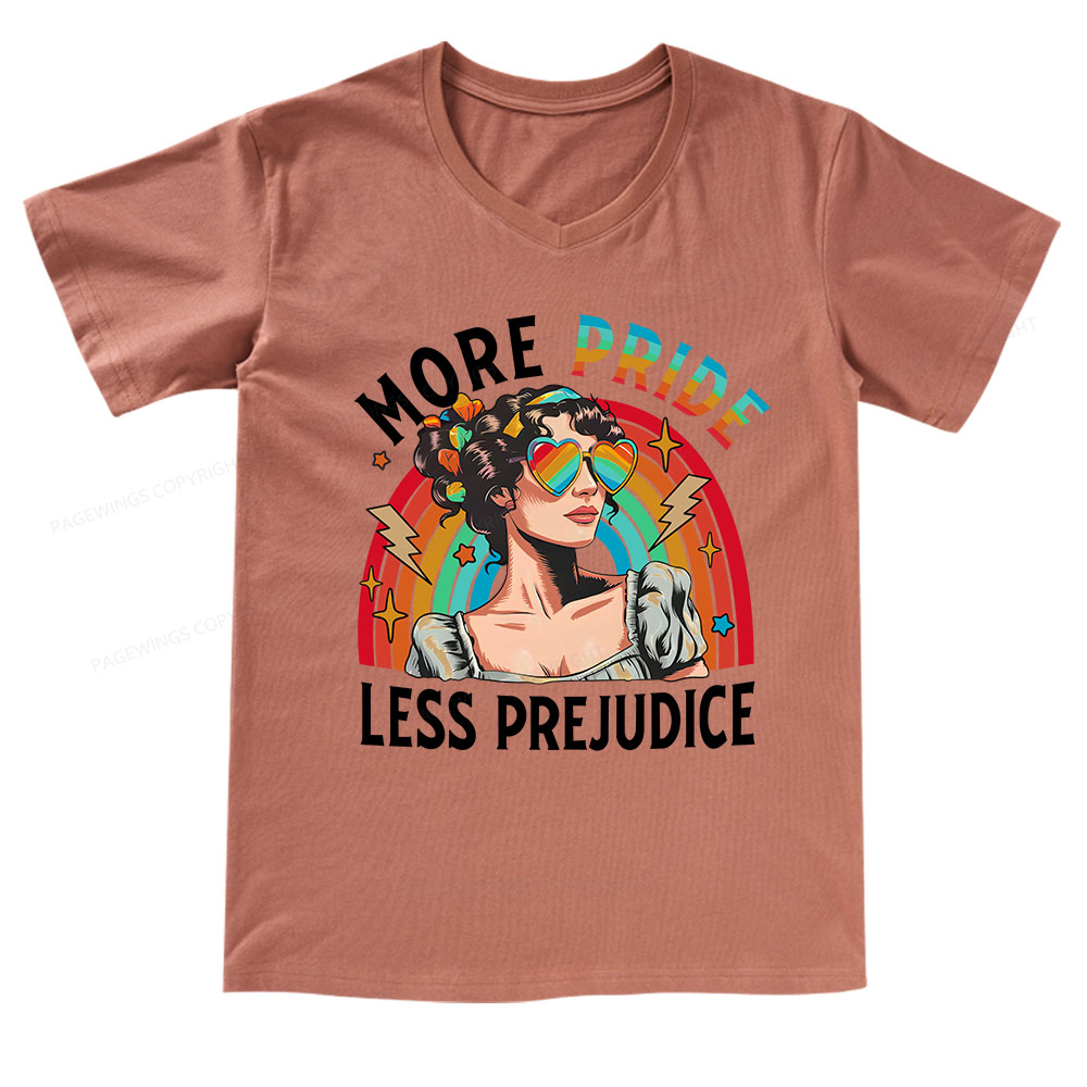 Pagewings More Pride Less Prejudice V-neck T-shirt